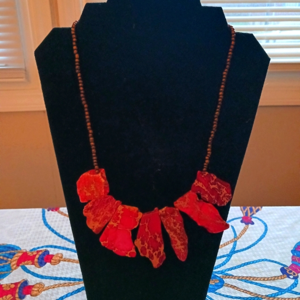 Pink and gold beaded necklace